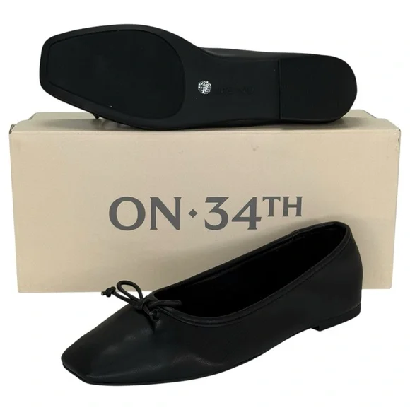 On 34th Naomie Black Faux Leather Womens Flats Size 5M - Picture 9 of 10